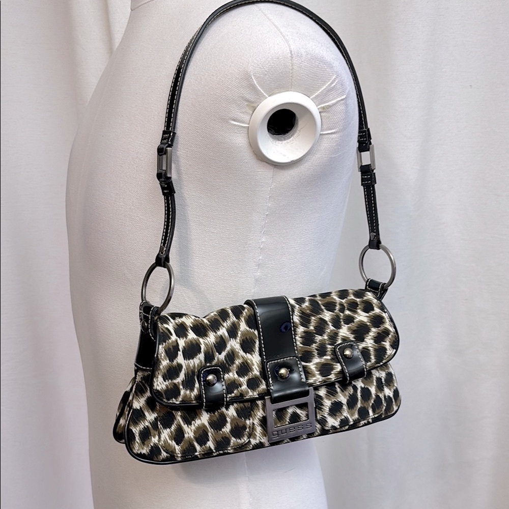 Y2K Guess Black Leopard Print Women's Bag - Picture 2 of 7